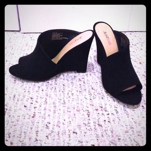 Justfab black wedges