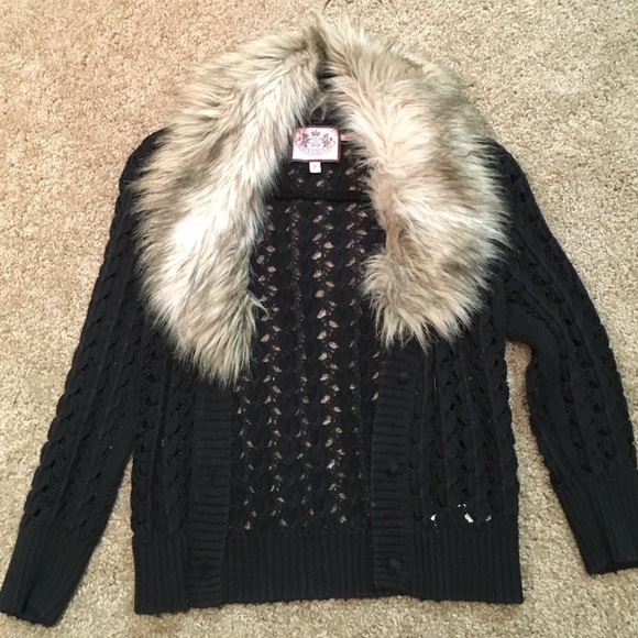 Juicy cable net faux fur sweater