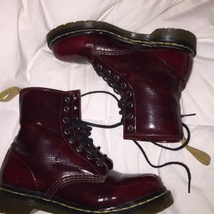 Deep cherry red dr marten boots