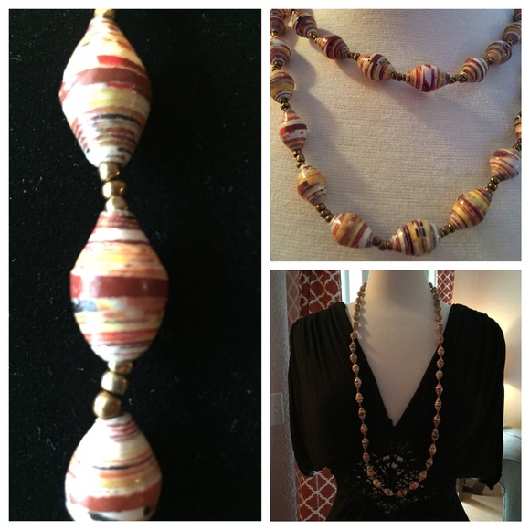 Handcrafted African multicolor Paper bead necklace