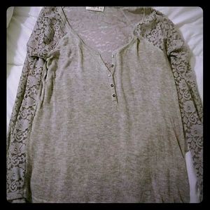 Lace back knit long sleeve top