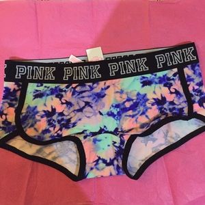 (L) PINK Pastel Tie Dye Logo Boyshorts Panty