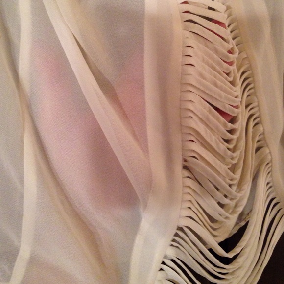 Sheer Cream/Gold Shredded Back Blouse - Picture 4 of 5