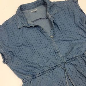 Polka Dot Chambray Plus Size Dress