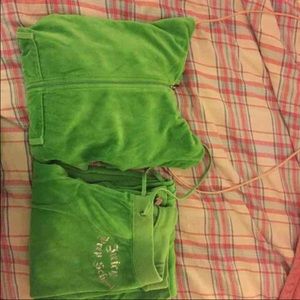 Green Juicy Couture Velour Sweatsuit Set
