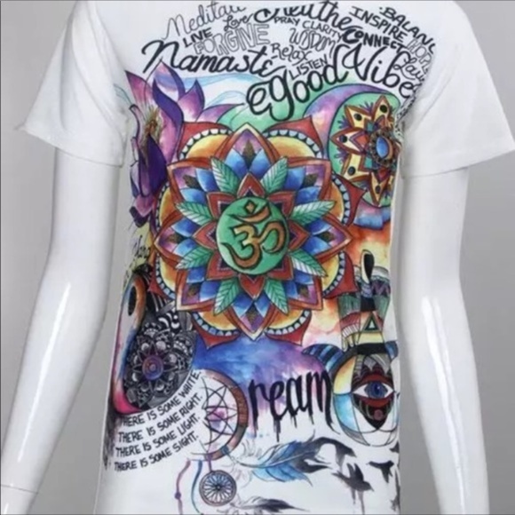 Retro Graffiti Boho Good Vibes Tattoo Art T Shirt - Picture 8 of 8