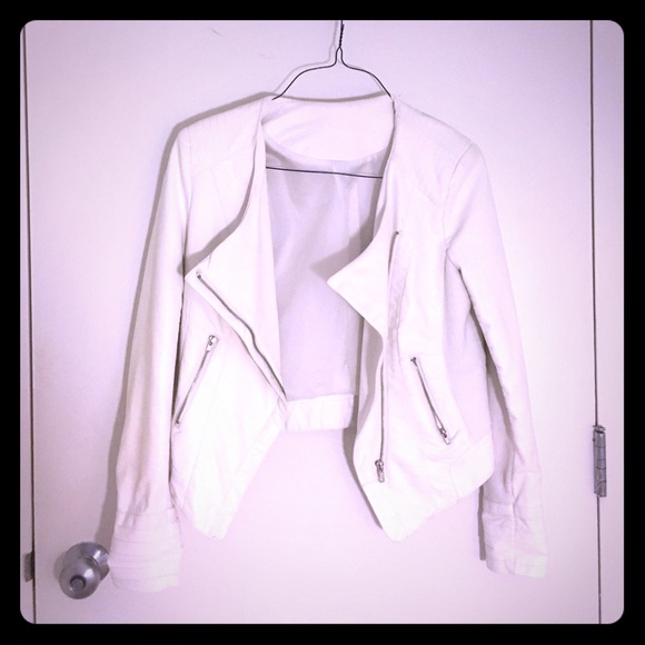 White Leather Jacket Size S