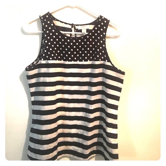 Loft Petites. Navy Blue and white top!