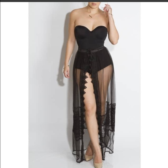 Black lace wrap skirt