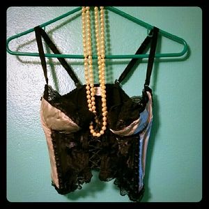 Sexy cropped satin and lace corset