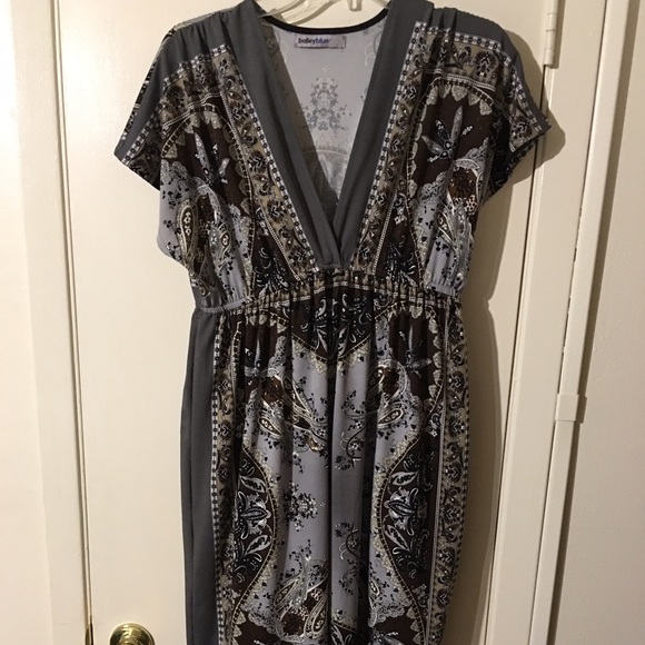 Gray w/brown & black short dress!!