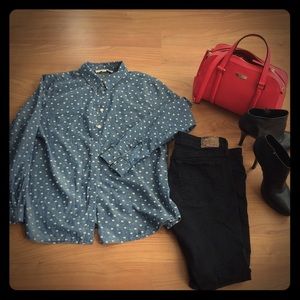 Ann Taylor Loft, flower print chambray blouse