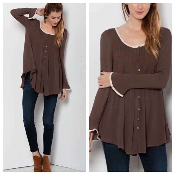 🎂 Anniversary Sale 🎂 Brown Babydoll Tunic - Picture 2 of 2