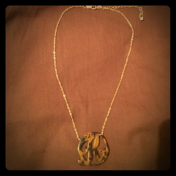 K necklace with gold chain