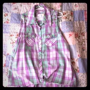 Girls buttoned down tank top.