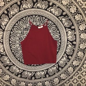 Red fabric halter top with open back design 👼🏼