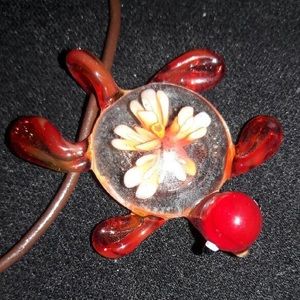 Glass Turtle charm necklace