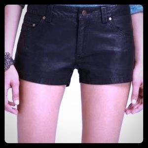 Free People Black Vegan Leather Shorts