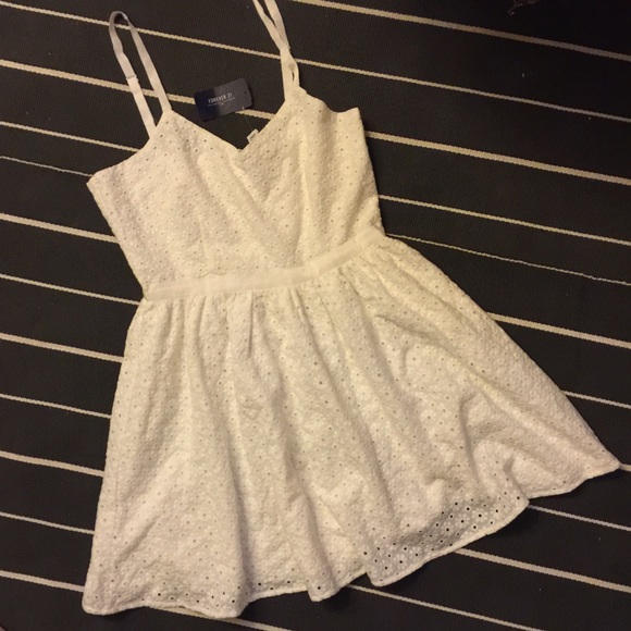 White floral eyelet dress