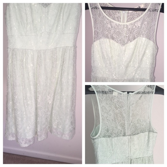 Forever 21 Mint Green Sheer Lace Empire Dress Xmas - Picture 3 of 4