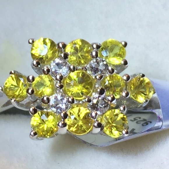 Songea Yellow Sapphire White Topaz & SSilver Ring - Picture 2 of 4