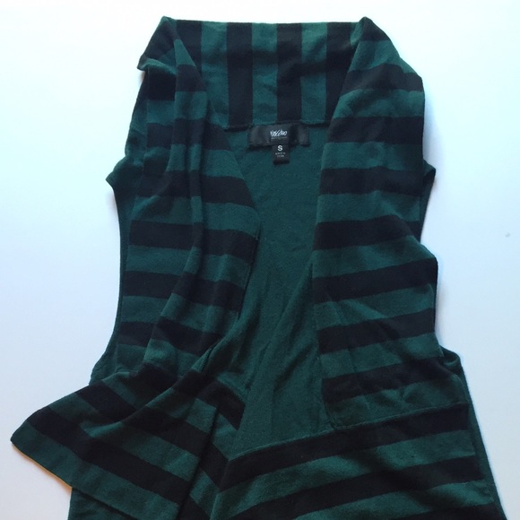 Mossimo Black + Green Stripe Shawl Vest