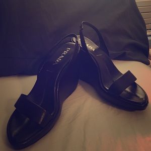 Chocolate Brown Prada Wedge Slingback