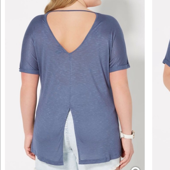Plus Dark Blue Split Dolman Top - Picture 3 of 3
