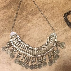 Silver chunky statement necklace