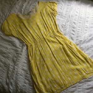 Forever 21 Yellow and White Cherry Patterned Dress