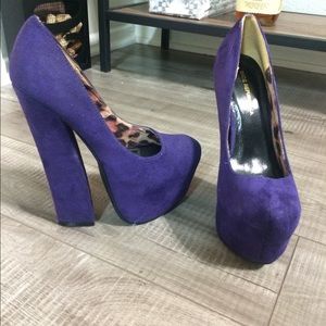 Purple Suede Chunky Heels