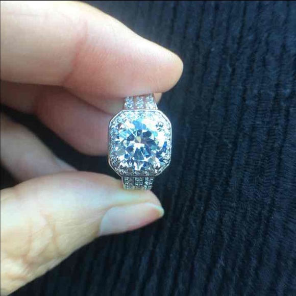 1 ct Platinum Plated Engagement Ring