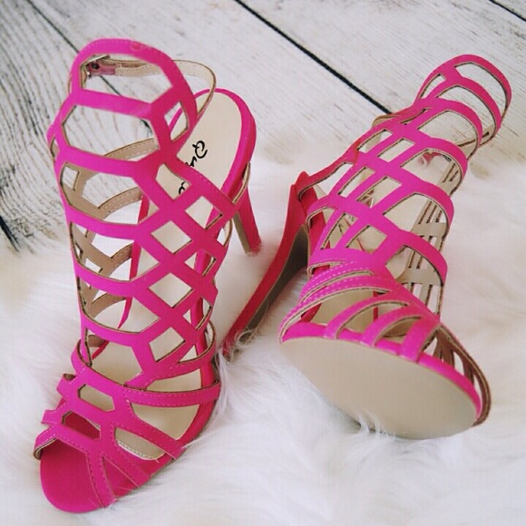 pink caged heels
