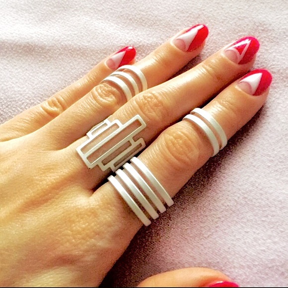 White midi ring set (4 pcs) - Picture 3 of 4