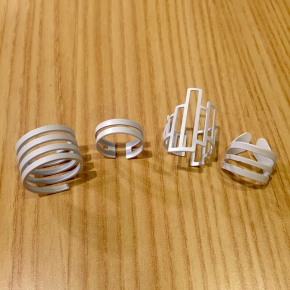 White midi ring set (4 pcs) - Picture 2 of 4