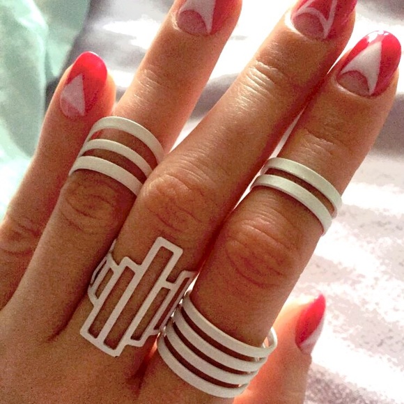 White midi ring set (4 pcs) - Picture 4 of 4