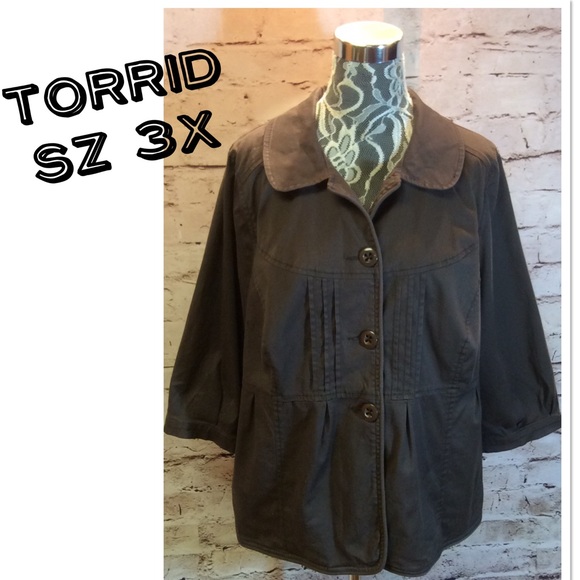 torrid Jackets & Blazers - SZ 3X TORRID CROPPED SLEEVE BROWN JACKET/PLUS