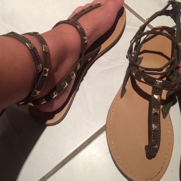 Charlotte Russe Studded Olive Green Sandals