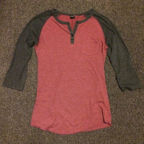 Gray/Maroon Baseball Tee