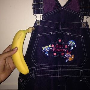 90's Powerpuff Girls Black Overalls