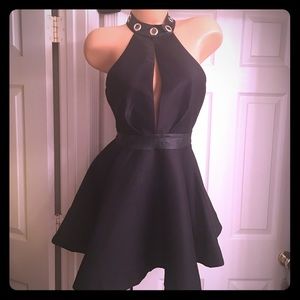 Black open front dress