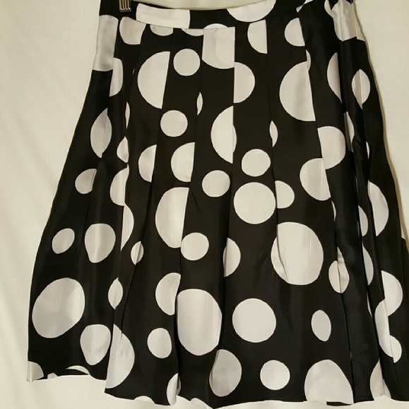 Black and White Polka-dot all SILK  Skirt