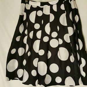 Black and White Polka-dot all SILK Skirt