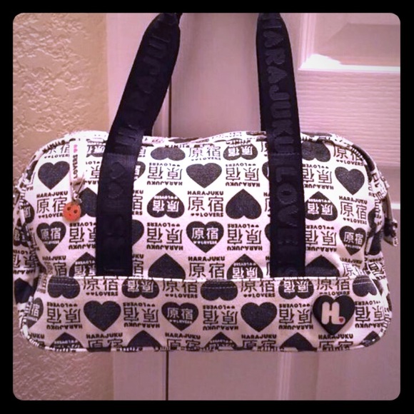 Harajuku Lovers Black and White Logo Heart Handbag
