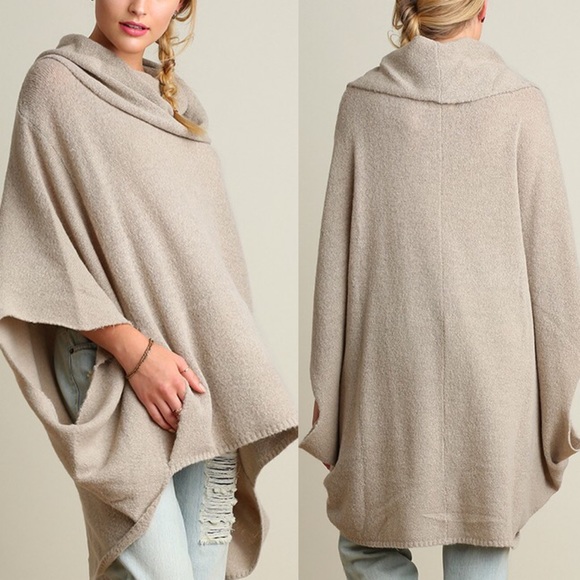 🚨1 HR SALE🚨KAYCEE poncho style sweater - OATMEAL - Picture 2 of 2