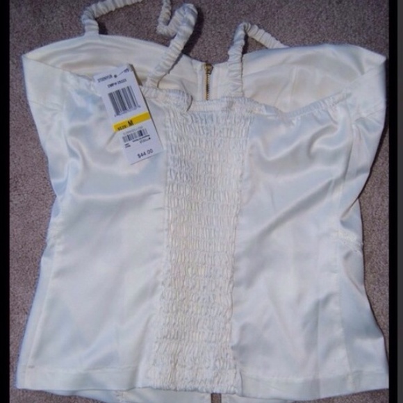 NWRT white xoxo corset zip front top M stretch bak