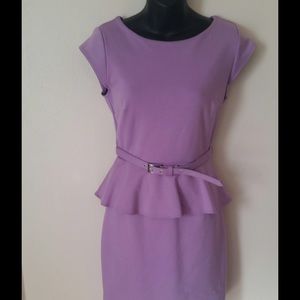 New York & Company Peplum Dress with Belt Detail