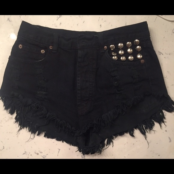 High waisted studded shorts