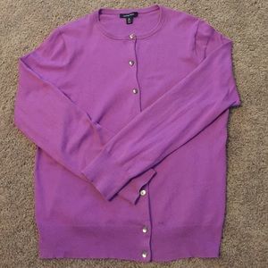 Purple Land's End Supima Cotton Cardigan