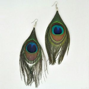 Peacock feather earings